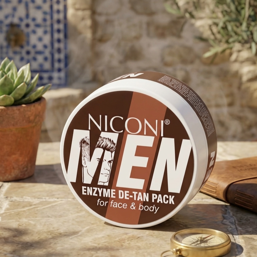 NICONI MEN Enzyme De-Tan Pack for Face & Body – Tan Removal & Skin Care Pack 120gm