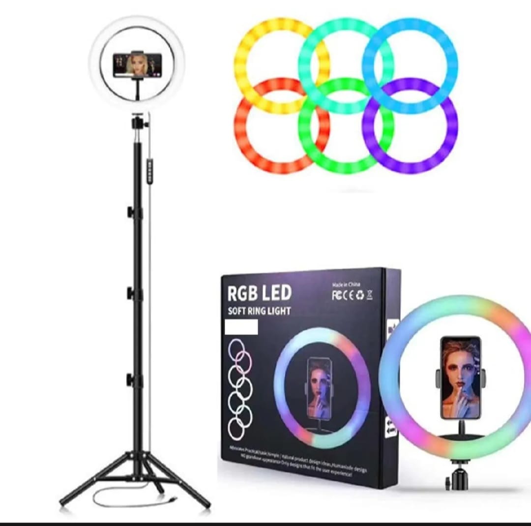 RGB Dimmable LED Selfie Ring Light – Full Color with Phone Holder