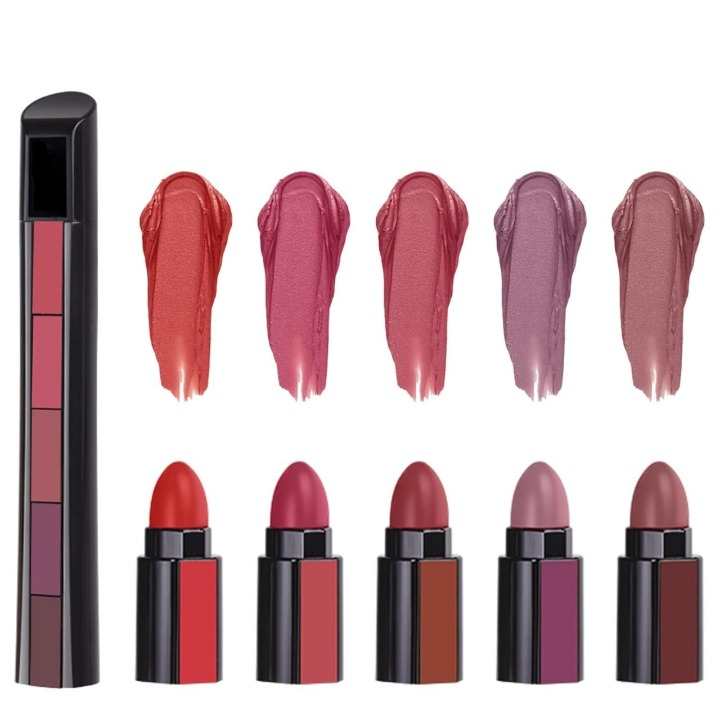 5-in-1 Luxury Matte Lipstick Set – 5 Shades in One